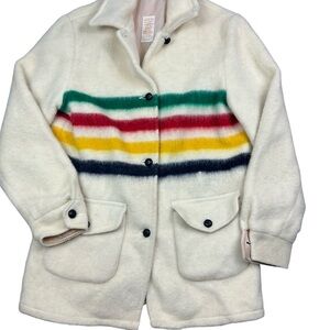 Vintage Hudsons Bay wool cream striped blanket coat women’s small Canada